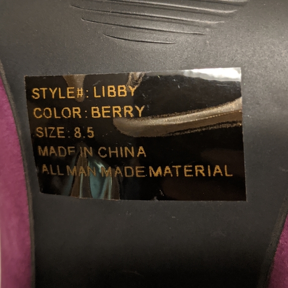 Faux Suade Berry Colored Heels - Picture 5 of 7